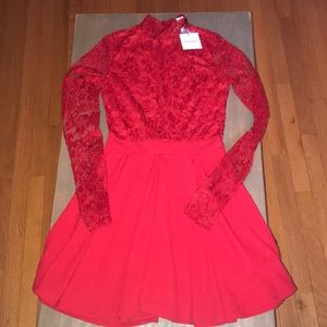 NWT 🌹Red Lace Flare Dress